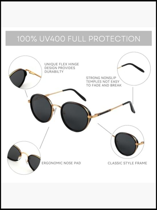 Retro Round Polarized Steampunk Sunglasses Metal Frame UV400 Shades main image 5